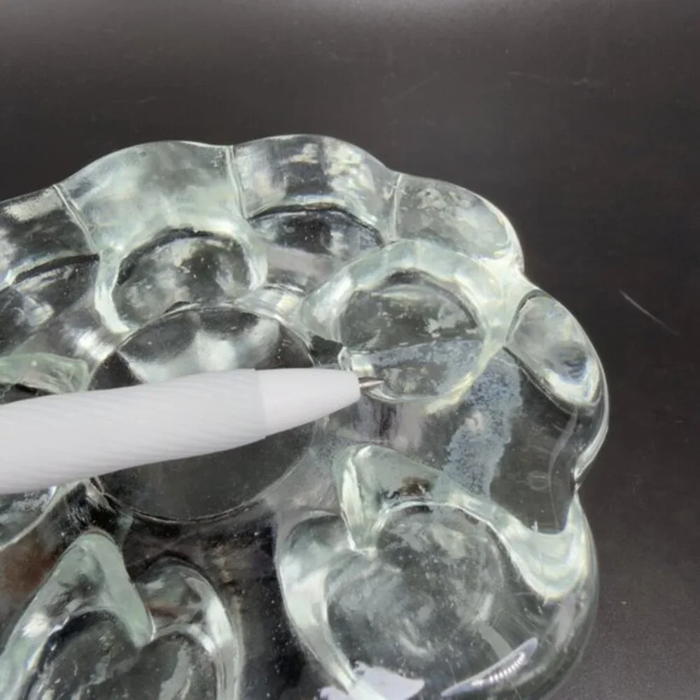 Glas Kunstvoll Gestaltet Heart Design Clear Candle Holder Votive‎ Heavy Germany